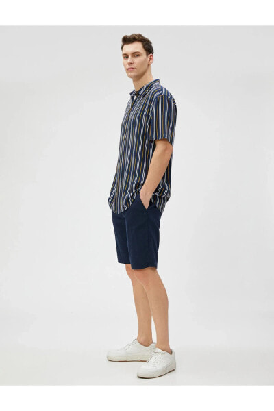 Рубашка мужская Koton Respect Life - Короткий рукав - Классический воротник - Кнопочная - Экологичная ткань