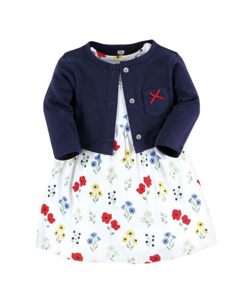 Baby Girls Cotton Dress and Cardigan Set, Wildflower