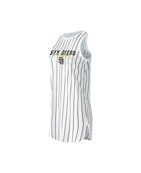 Women's White San Diego Padres Reel Pinstripe Knit Sleeveless Nightshirt