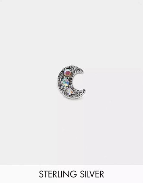 Kingsley Ryan multi gem crescent moon labret earring in gold plated