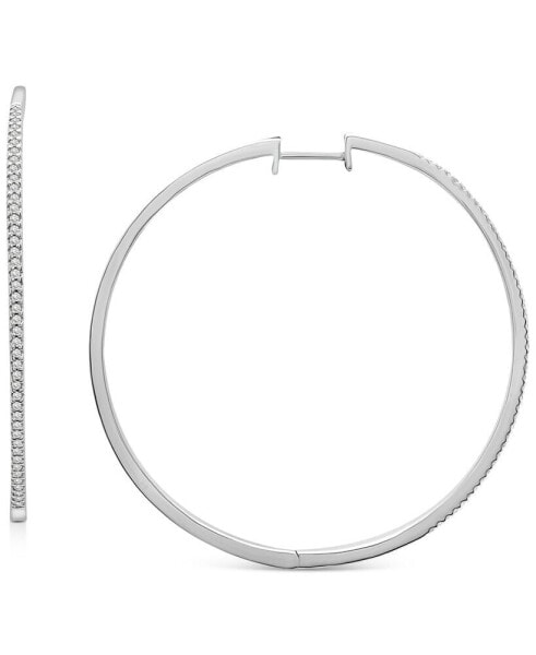 Diamond Skinny Medium Hoop Earrings (1/4 ct. t.w.), 1.75", Created for Macy's