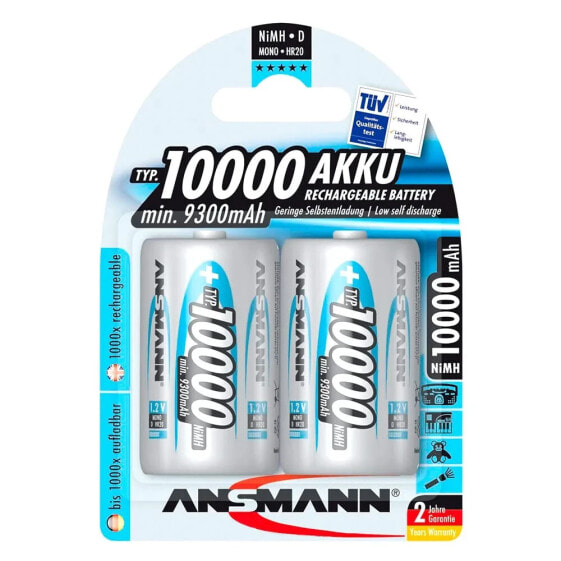 ANSMANN 1x2 NiMH Rechargeable 10000 Mono D 9300mAh Batteries