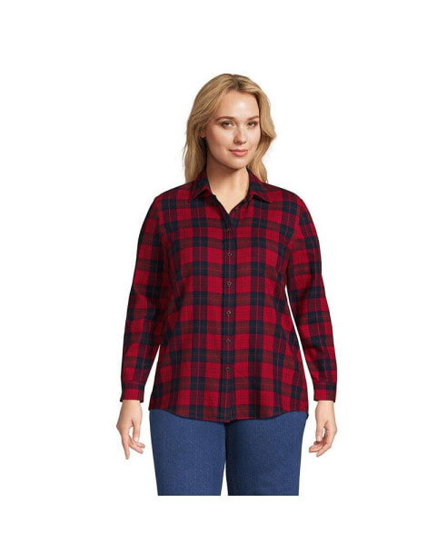 Plus Size Flannel Boyfriend Fit Long Sleeve Shirt