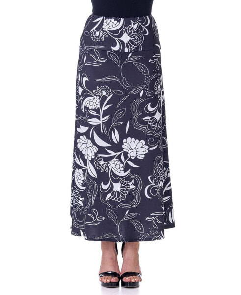 Макси-юбка с принтом 24seven Comfort Apparel Удобная до щиколотки с эластичным поясом Релизация данной модели юбки.