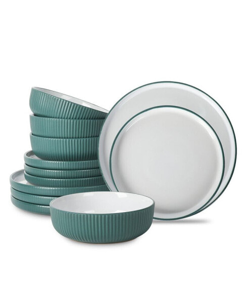 Сервировочный набор посуды Christian Siriano Laro Stoneware Full, комплект из 12 предметов, на 4 персоны