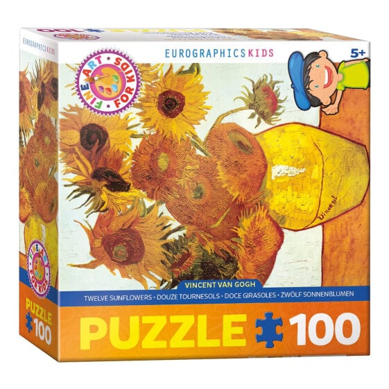 Пазл для детей EUROGRAPHICS Zwölf Sonnenblumen in einer Vase 100 элементов