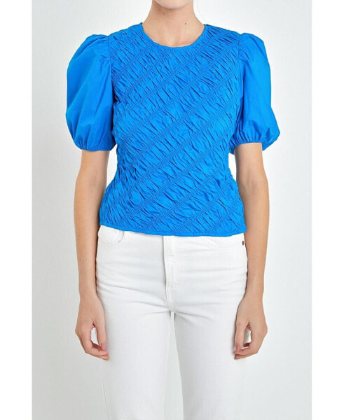 Women's Asymmetrical Smocked Top