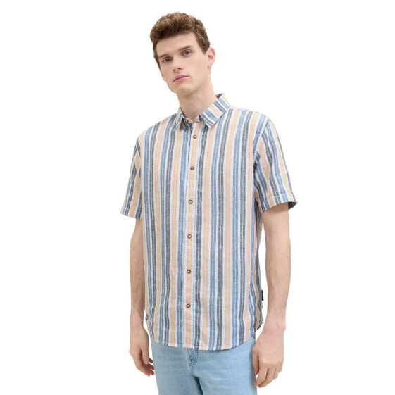 TOM TAILOR Checked Cotton Linen short sleeve shirt