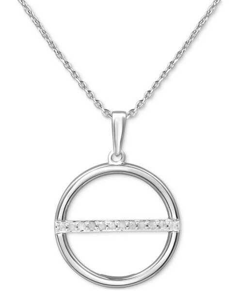 Diamond Circle Bar 18" Pendant Necklace (1/10 ct. t.w.) in Sterling Silver or 14k Gold-Plated Sterling Silver