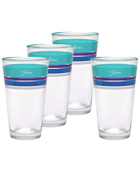 Coastal Edgeline 16-Ounce Tapered Cooler Glass, Set of 4