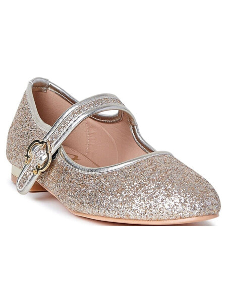 C. Wonder Women Gold Leather Glitter Buckle Slip-On Mary Jane Ballet Flats US 11