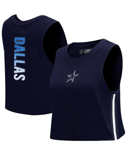 Women's Navy Dallas Cowboys Ombre Wordmark Classic Cropped Tank Top