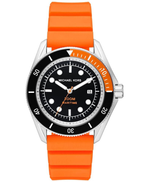 Men's Maritime Three-Hand Orange Silicone Watch 42mm