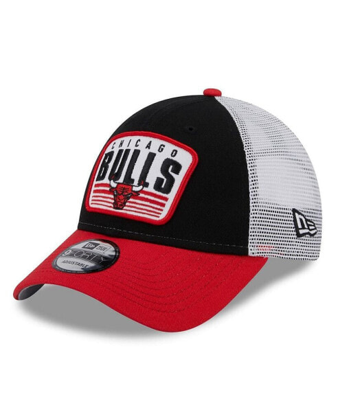 Men's Black Chicago Bulls Two-Tone Patch 9FORTY Trucker Snapback Hat