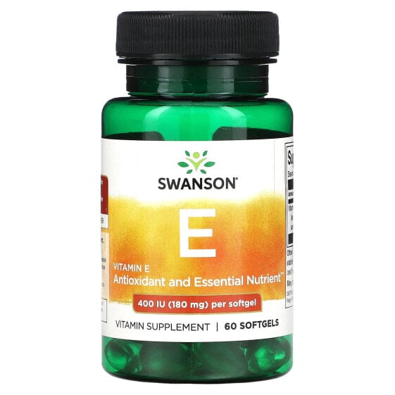 Витамин Е Swanson, 1,000 МЕ, 60 капсул.
