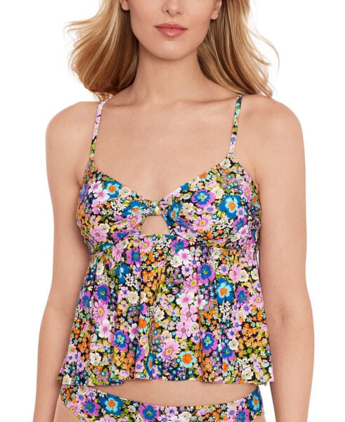 Juniors' Flower Burst Bow Tankini Top, Created for Macy's