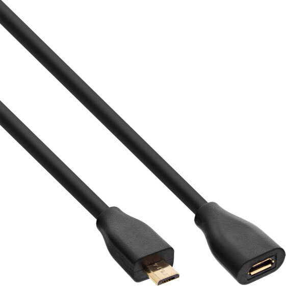 InLine Micro-USB 2.0 extension cable - Micro-B M/F - black/gold - 2m