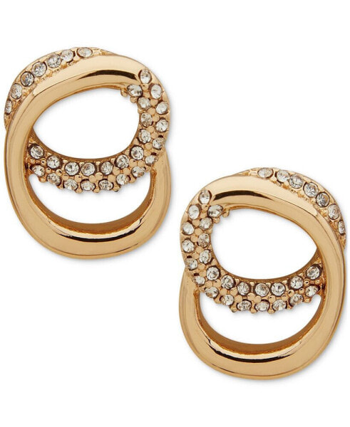 Gold-Tone Pavé Swirl Stud Earrings