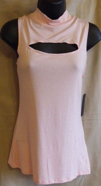 Guess Women's Cutout Mock Neck Sleeveless Blouse Iconic Pink S