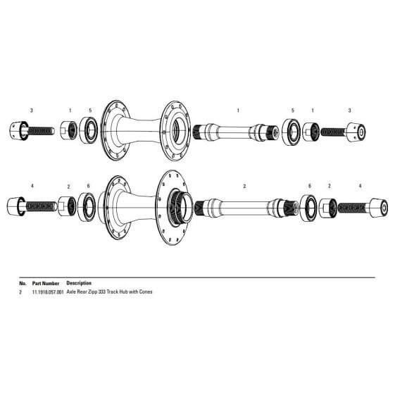 ZIPP 333 Track Hub With Cones Rear Axle Axe