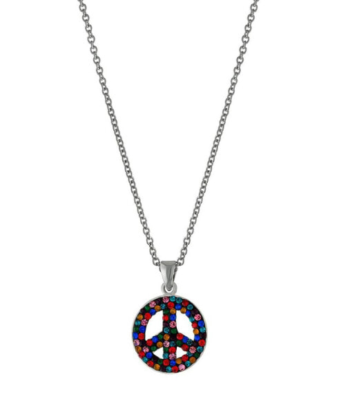 Macy's women's Rainbow Color Crystal Peace Sign Pendant Necklace