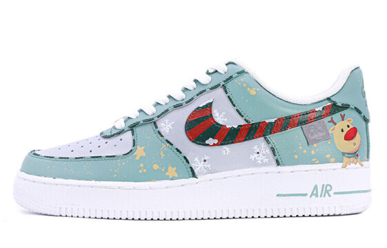 【定制球鞋】 Nike Air Force 1 Low 07 空军一号 低帮 圣诞夜 麋鹿 雪花 低帮 板鞋 男款 灰绿 / Кроссовки Nike Air Force CW2288-111