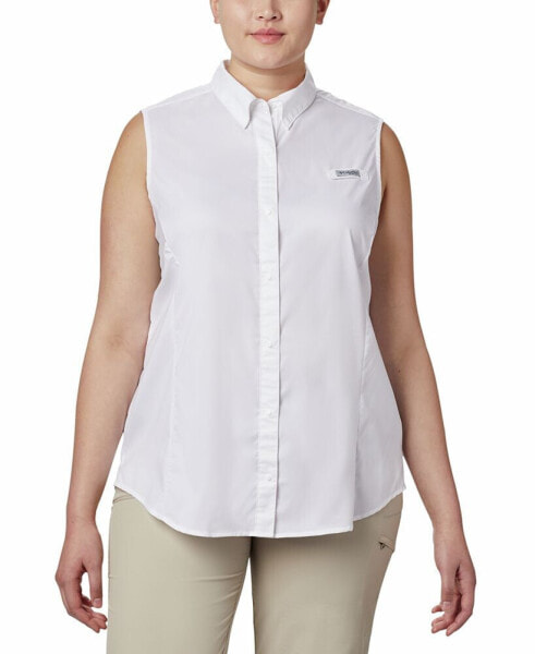 Plus Size PFG Tamiami Button-Front Sleeveless Top