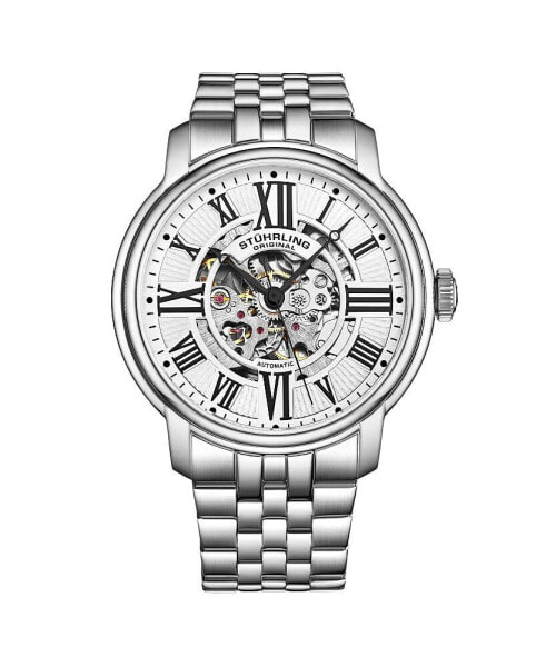 Men's Legacy Silver-tone Stainless Steel , White Dial , 45mm Round Watch