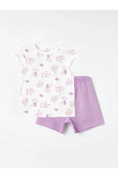 LCW baby Kız Bebek Şortlu Pijama Takımı