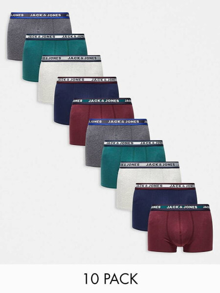 Jack & Jones 10 pack trunks in multi