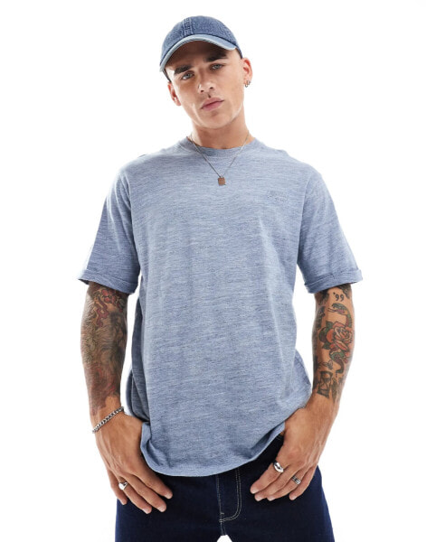 Superdry Over-dyed slub marl t-shirt in blue fog