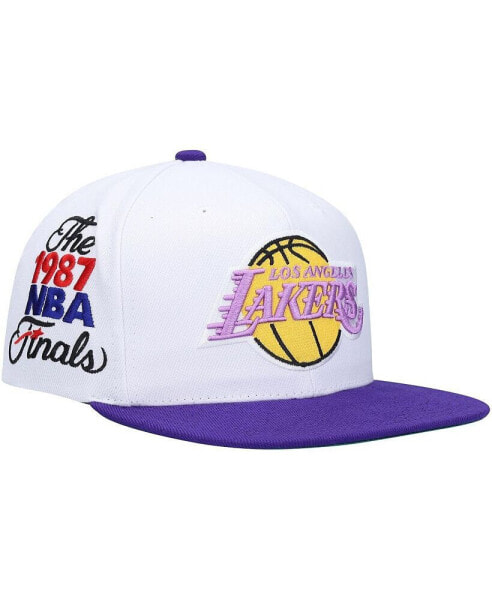 Men's White, Purple Los Angeles Lakers Hardwood Classics 1987 Nba Finals Xl Patch Snapback Hat