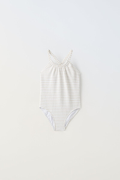 6-14 years/ striped shimmery swimsuit