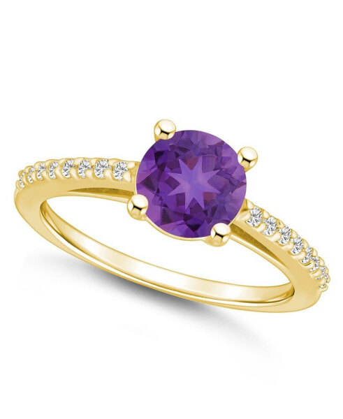 Amethyst (1-1/4 ct. t.w.) and Diamond (1/6 ct. t.w.) Ring in 14K Yellow Gold