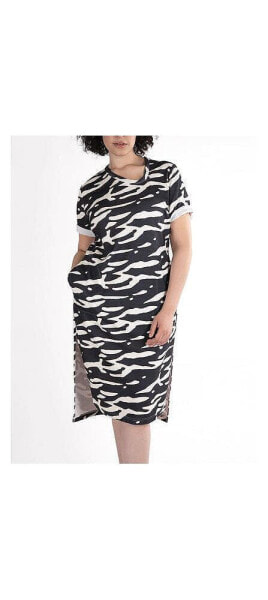 Plus Size Midi Dress Asymmetric Neckline