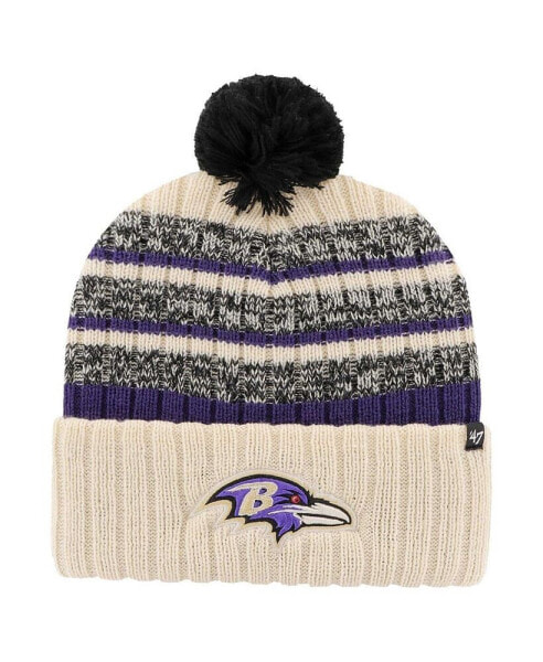 Men's Natural Baltimore Ravens Tavern Cuffed Knit Hat with Pom