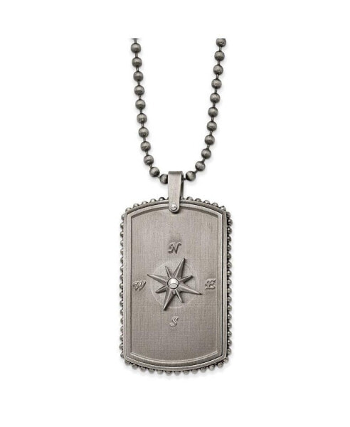 White Bronze-plated Moveable Compass Dog Tag Chain Necklace