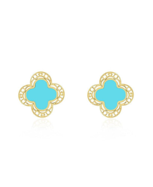 Turquoise Lace Clover Stud Earrings