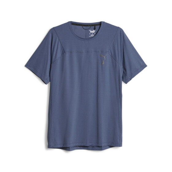 Puma Seasons Crew Neck Short Sleeve Athletic T-Shirt Mens Blue Casual Tops 52325