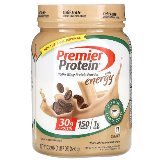 Premier Protein, Порошок из 100% сывороточного протеина с энергией, кофейный латте, 680 г (23,9 унции)