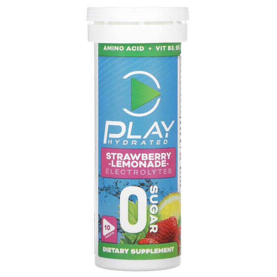 Электролиты для здоровья и спорта Play Hydrated, клубнично-лимонный вкус, 10 таблеток