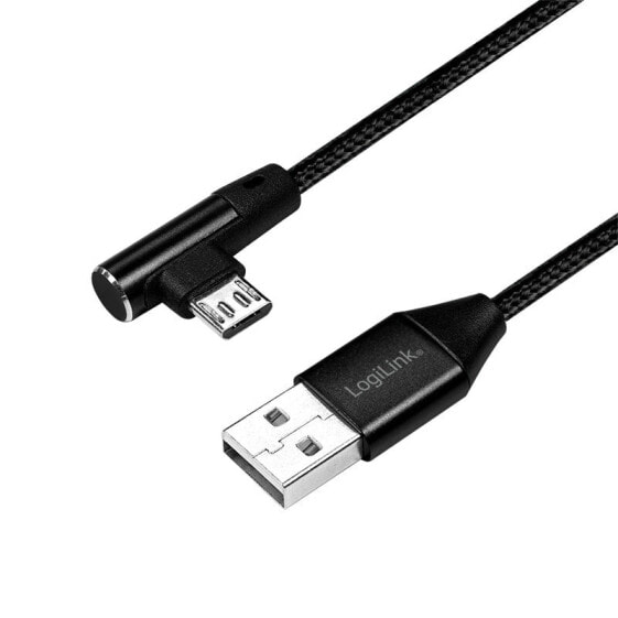 LogiLink CU0142, 0.3 m, USB A, Micro-USB B, USB 2.0, 480 Mbit/s, Black