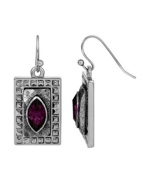 Square Amethyst Drop Earrings