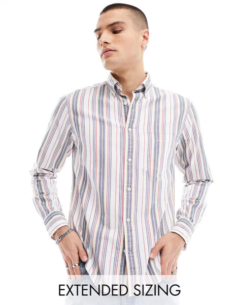 GANT archive shield logo stripe oxford shirt in white/multi