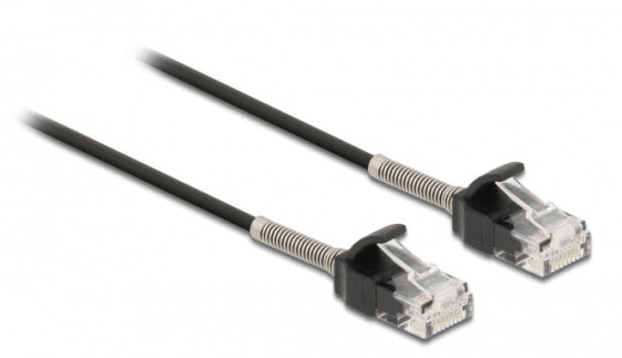 Delock Cable RJ45 plug to RJ45 plug with bend protection Cat.6A 25 cm black - 0.25 m - Cat6a - U/UTP (UTP) - RJ-45 - RJ-45