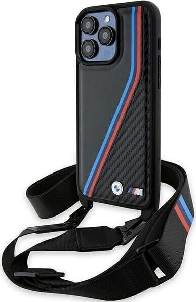 BMW BMW BMHCP15X23PSVTK iPhone 15 Pro Max 6.7" czarny/black hardcase M Edition Carbon Tricolor Lines & Strap