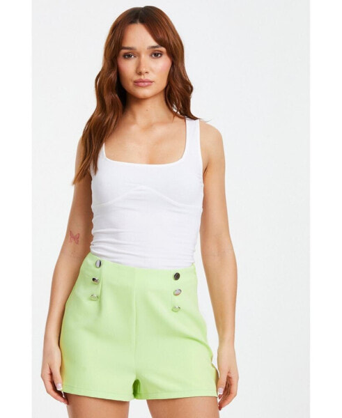 Women's Button Detail Tailored Shorts