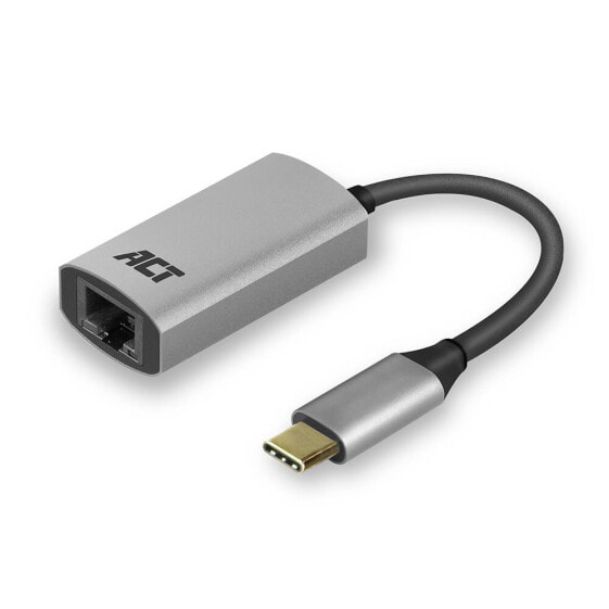 ACT AC7080 USB-C to gigabit network adapter - USB Type-C - RJ-45 - Male - Grey - Realtek USB GbE Ethernet - 125 mm