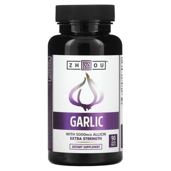 Zhou Nutrition, Garlic Extra Strength, 90 таблеток, покрытых оболочкой