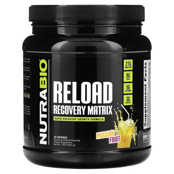 NutraBio, Reload Recovery Matrix, маракуйя, 831 г (1,83 фунта)